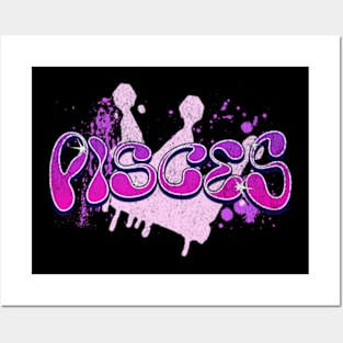 Pisces Queen Graffiti Crown Zodiac Sign Astrology Birthday Horoscope Posters and Art